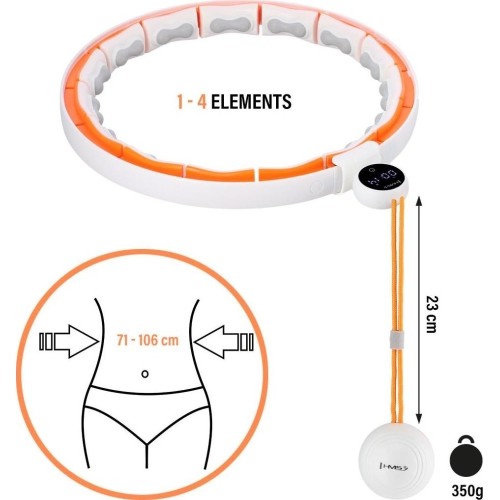 Hula hoop masujący HMS HHM21 TPE, biało-pomarańczowy, magnetyczny, z obciążeniem i licznikiem
