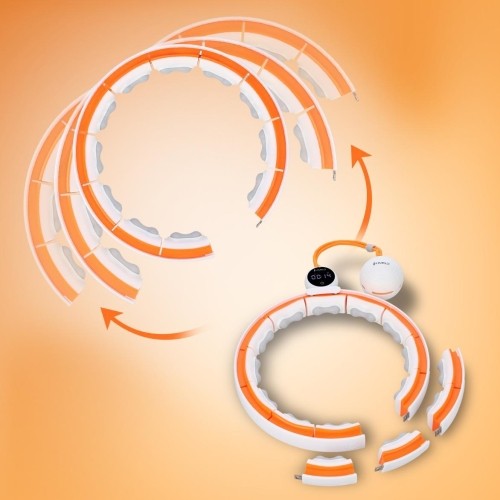 HHM21 HULA HOOP TPE WHITE/ORANGE MAGNETIC WITH WEIGHT + COUNTER HMS