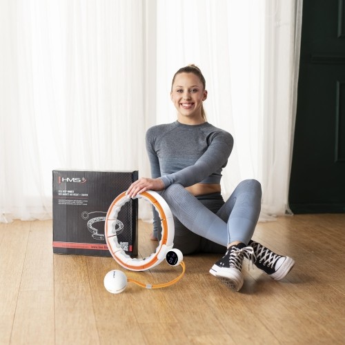 HHM21 HULA HOOP TPE WHITE/ORANGE MAGNETIC WITH WEIGHT + COUNTER HMS