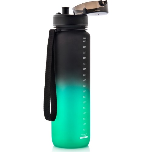 Sportowa butelka na wodę Meteor 1000 ml ciemnozielona - Czarny / Zielony