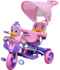 3-kołowy rower dziecięcy Purple Duck Kids Bike + dźwięki + daszek + barierka + podnóżek + uchwyt + schowek