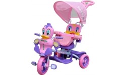 3-kołowy rower dziecięcy Purple Duck Kids Bike + dźwięki + daszek + barierka + podnóżek + uchwyt + schowek