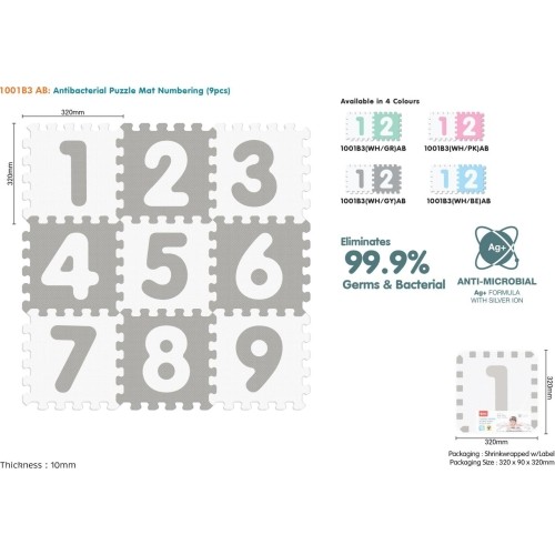 Antybakteryjna mata piankowa Numbers Gray