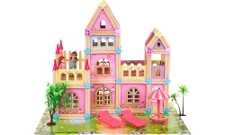 Drewniany domek z akcesoriami, 183 szt.