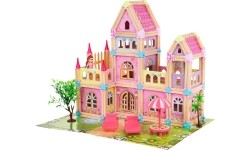 Drewniany domek z akcesoriami, 183 szt.