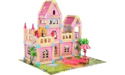 Drewniany domek z akcesoriami, 183 szt.