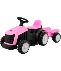 Traktor z przyczepą, różowy