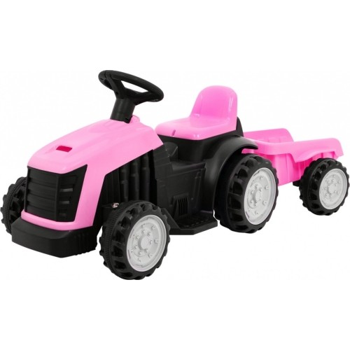 Traktor z przyczepą, różowy