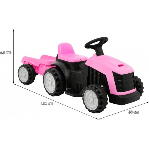 Traktor z przyczepą, różowy