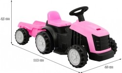 Traktor z przyczepą, różowy