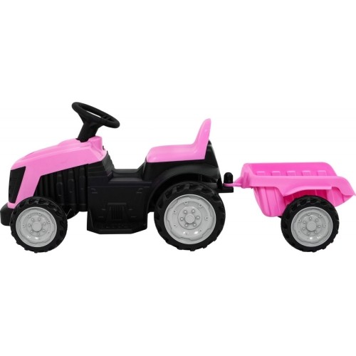 Traktor z przyczepą, różowy