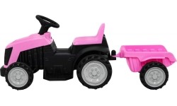 Traktor z przyczepą, różowy