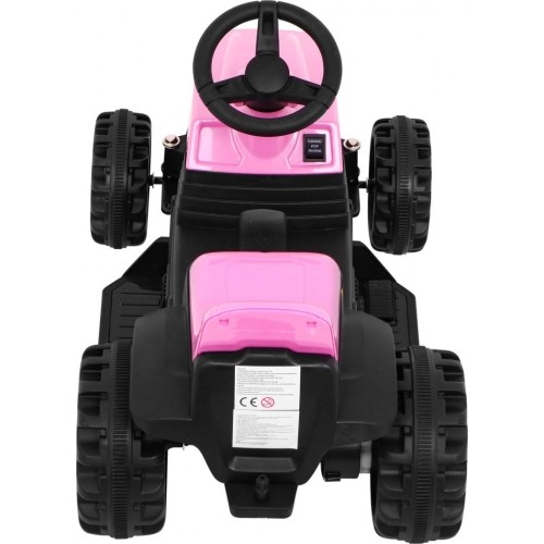 Traktor z przyczepą, różowy