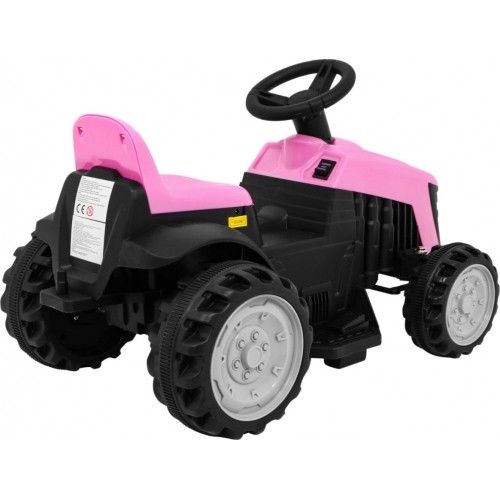 Traktor z przyczepą, różowy