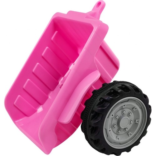 Traktor z przyczepą, różowy