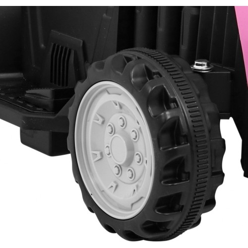 Traktor z przyczepą, różowy