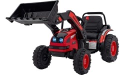 Pojazd koparka-traktor, czerwony