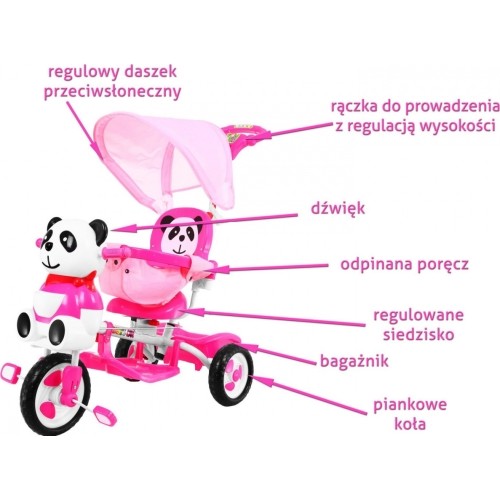 Rower 3-kołowy PANDA A23-2 różowy