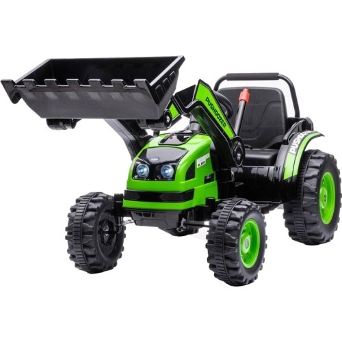 Pojazd elektryczny traktor z koparką, zielony