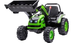 Pojazd elektryczny traktor z koparką, zielony