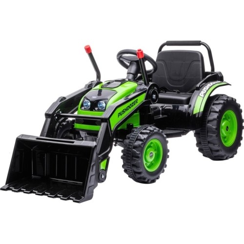 Pojazd elektryczny traktor z koparką, zielony