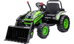 Pojazd elektryczny traktor z koparką, zielony