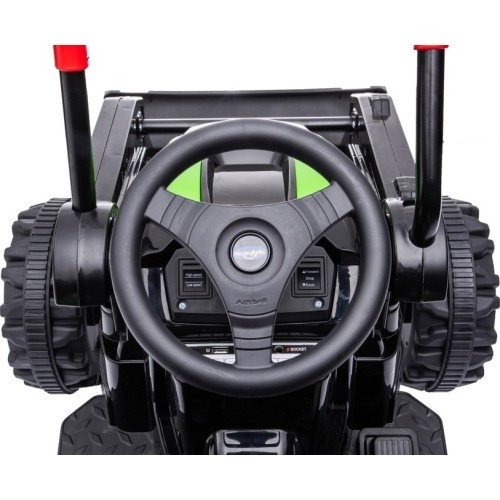 Pojazd elektryczny traktor z koparką, zielony