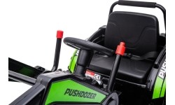 Pojazd elektryczny traktor z koparką, zielony