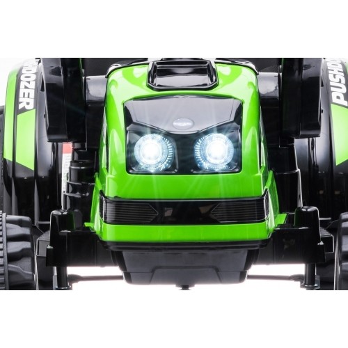 Pojazd elektryczny traktor z koparką, zielony
