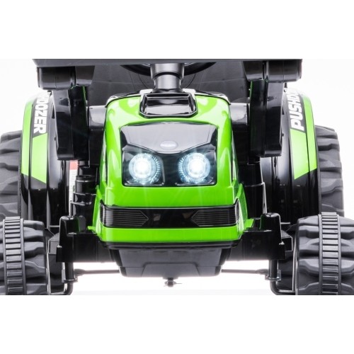 Pojazd elektryczny traktor z koparką, zielony