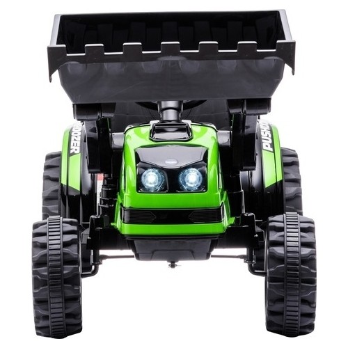 Pojazd elektryczny traktor z koparką, zielony