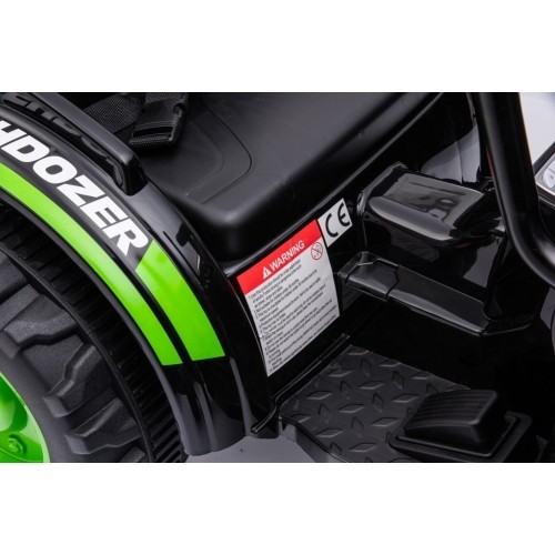 Pojazd elektryczny traktor z koparką, zielony