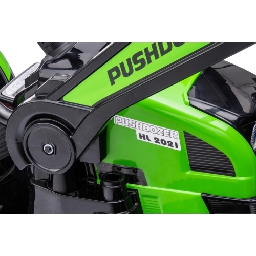 Pojazd elektryczny traktor z koparką, zielony