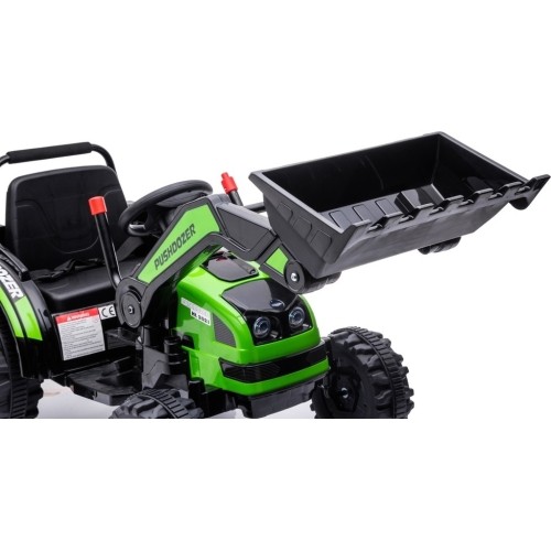 Pojazd elektryczny traktor z koparką, zielony