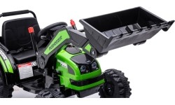 Pojazd elektryczny traktor z koparką, zielony