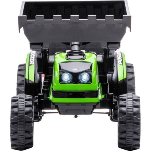 Pojazd elektryczny traktor z koparką, zielony