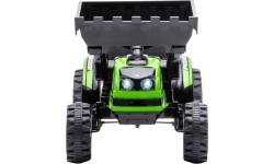 Pojazd elektryczny traktor z koparką, zielony