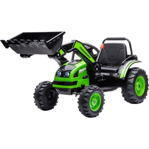 Pojazd elektryczny traktor z koparką, zielony