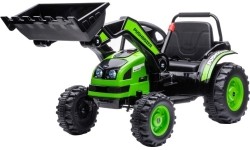 Pojazd elektryczny traktor z koparką, zielony