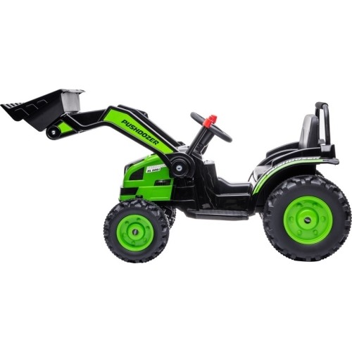 Pojazd elektryczny traktor z koparką, zielony
