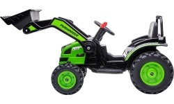 Pojazd elektryczny traktor z koparką, zielony