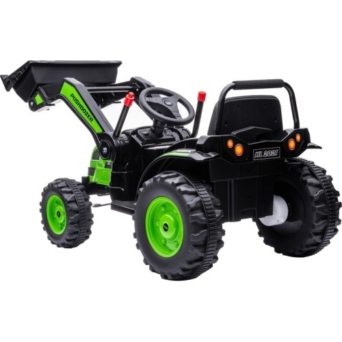 Pojazd elektryczny traktor z koparką, zielony