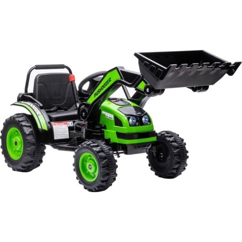 Pojazd elektryczny traktor z koparką, zielony