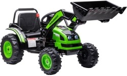 Pojazd elektryczny traktor z koparką, zielony