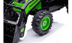 Pojazd elektryczny traktor z koparką, zielony