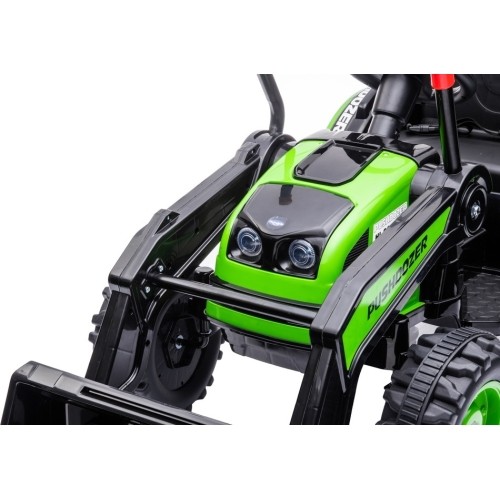 Pojazd elektryczny traktor z koparką, zielony