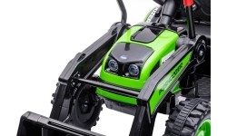 Pojazd elektryczny traktor z koparką, zielony