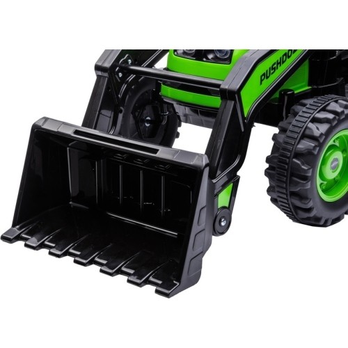 Pojazd elektryczny traktor z koparką, zielony