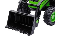 Pojazd elektryczny traktor z koparką, zielony
