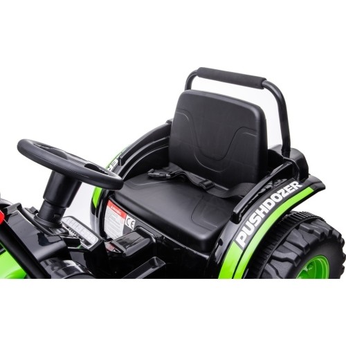 Pojazd elektryczny traktor z koparką, zielony